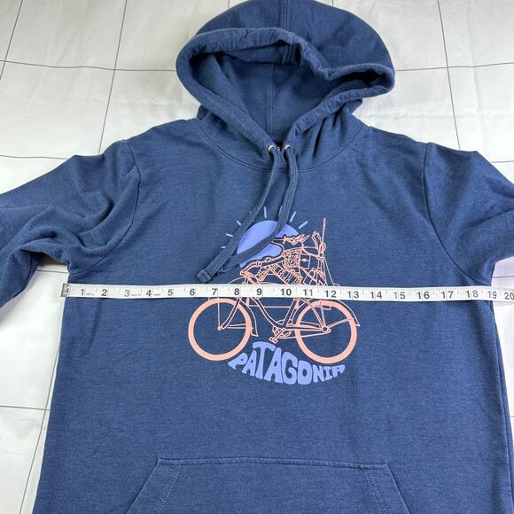 Patagonia Hoodie Womens Medium Stone Blue Fisherfox Ahnya Organic Cotton Outdoor - Picture 8 of 9